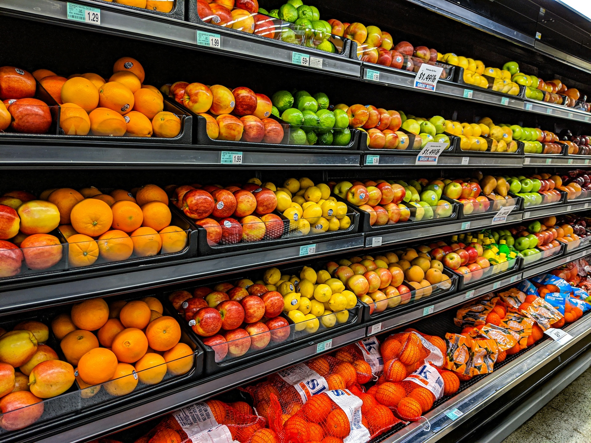 Fruit display in supermarket